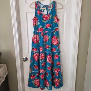 Matilda Jane No End Tiered Blue & Pink Floral Maxi Dress Size Medium